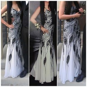 White/Gunmetal gray prom/formal dress